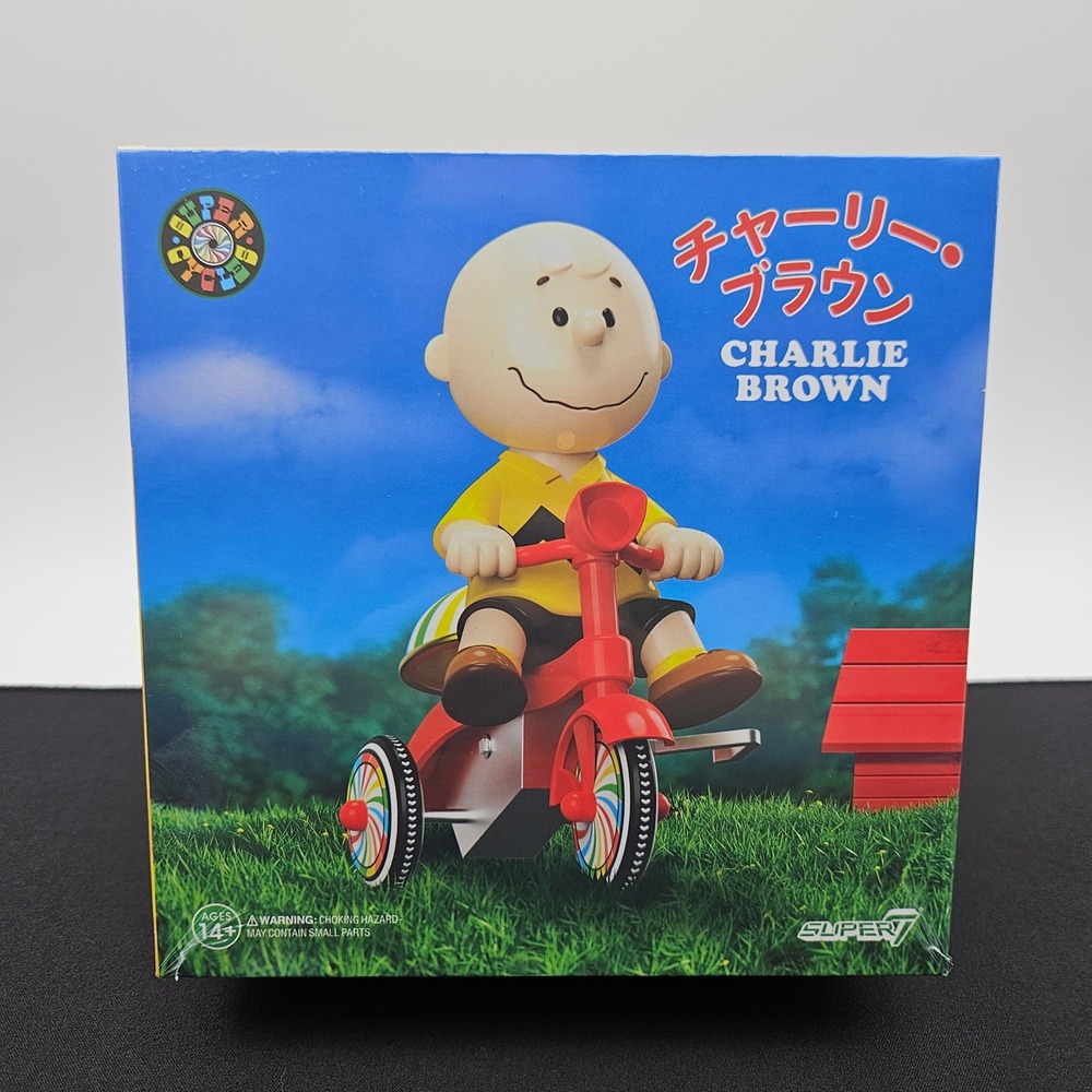 Super7 Peanuts Super Cycles Charlie Brown Yellow Shirt Tricycle Figure New